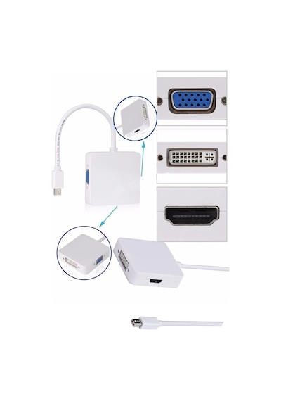 Mini Displayport Dp Hdmı Dvı Vga Adaptörü Mini Combo Dönüştürücü Cihazı Portatif Çevirici
