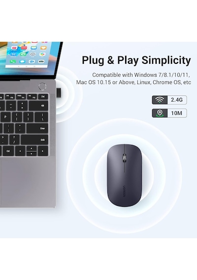 Kablosuz Fare, 2,4 Ghz Usb Bağlantısı, Maks. 4000 Dpi, 18 Ay Pil Ömrü. Pc, Mac, Dizüstü Bilgisayar, Windows 11, 10, 8.1, 7, Macos, Linux Ile Uyumlu Siyah