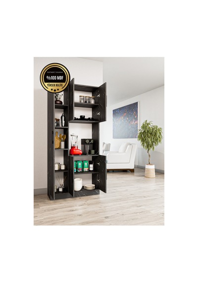 Atlas Çok Amaçlı Dolap Mutfak Banyo Balkon Siyah