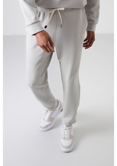 Tommy Life Taş Pamuklu Kalın Yumuşak Dokulu Comfort Fit Nakışlı Erkek Eşofman Takım - 85255 Taş Rengi Taş