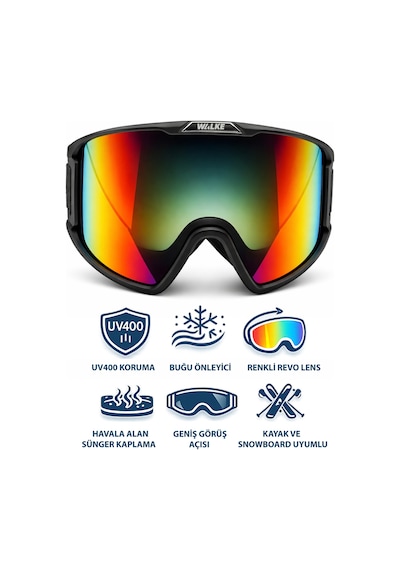 Walke Snow Premium Seri Ayarlanabilir Uv Korumalı Kayak Gözlüğü Çok Renkli