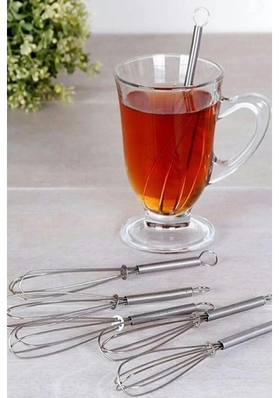 Yaylı Paslanmaz Çelik Çay Kaşığı Mini Çırpıcı 6 Lı Set 1 Paket Çelik Diğer