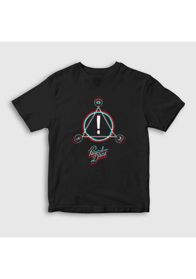 Presmono Unisex Çocuk Neon Logo Panic At The Disco T-shirt Siyah