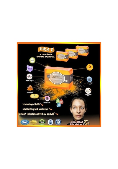 Kojik Asit & Zerdeçal Sabunu 3 Adet X 140 Gr Leke Ve Sivilce Karşıtı Kojic Acid - Kolajen - Aha Bha - C Vitamini - Hyaluronic Acid - Shea Butter Yağı İçerikli Aydınlatıcı Sabun Acı Badem