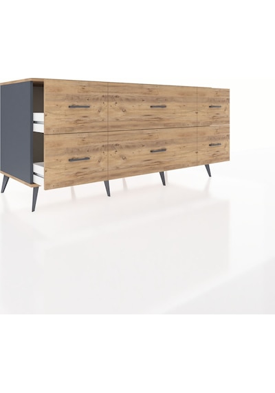 Kronos Konsol 6 Çekmeceli 176x59x83 Antrasit-antrasit/çam Antrasit/çam Kronos Konsol 6 Çekmeceli 176x59x83 Antrasit-antrasit/çam Antrasit/çam
