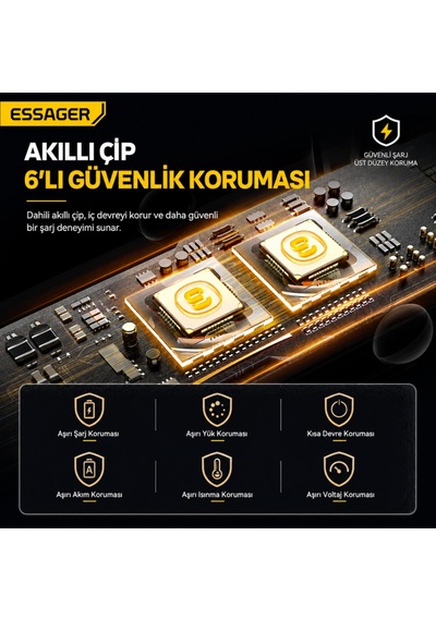 Essager 105w Araç İçi Hızlı Şarj Cihazı 3 Port 2 Type-c Usb Pd Dijital Ekranlı Çakmaklık Adaptörü