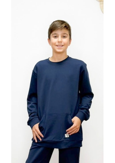 Divinus Erkek Çocuk Kangru Cepli Sweatshirt Lacivert