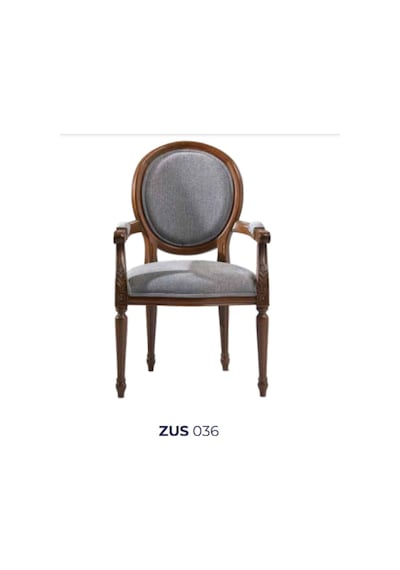 Bengimobilya Sandalye Zus036 Tam Kolçak Oymalı Madalyon Model Gri Örgü Kumaş Y