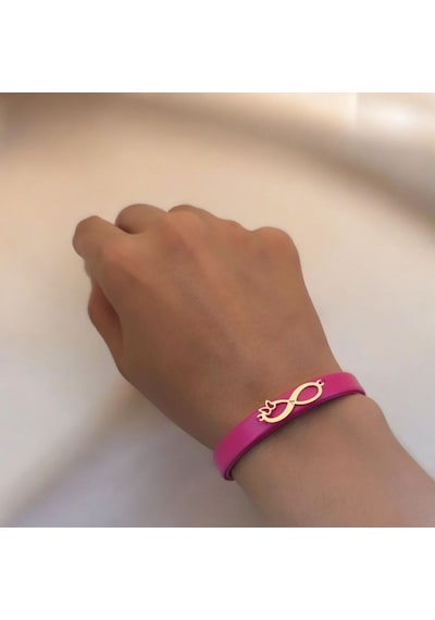 Archin A Harfine Özel Doğal Pembe Derili Sonsuzluk Motifli 14 Ayar Altın Plakalı Hediye Bileklik-617harf A Archin A Harfine Özel Doğal Pembe Derili Sonsuzluk Motifli 14 Ayar Altın Plakalı Hediye Bileklik-617harf A