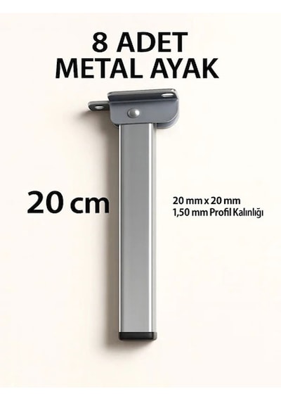 8li Katlanır Metal Yer Sofrası Ayağı Yer Masası Ayağı 20 Cm Gri