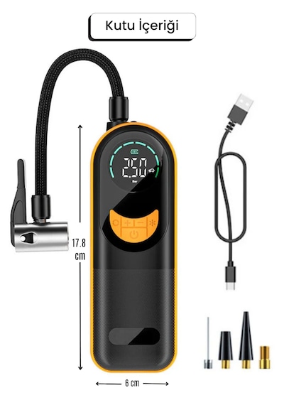 Aimod Airslim Mini Taşınabilir Şarjlı Araba Hava Kompresörü Led Işıklı Oto Araç Lastik Top Şişirme Pompası Kablosuz