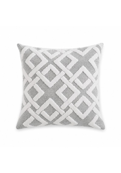Maze 43x43 Cm Dekoratif Kırlent Kılıfı Geometrik Dokulu Modern Koltuk Yastık Kılıfı Gri