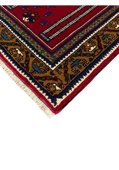 El Dokuma Sıfır Taşpınar Halısı Seccade 74x120 Kırmızı %100 Yün Hatasız Namazlık Kırmızı