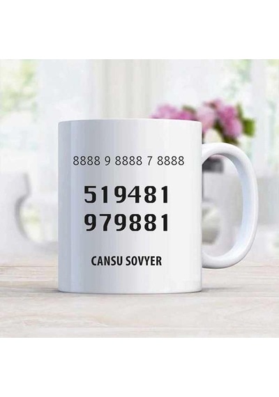 Psişik Kalkan Sayı Sekans Kişiye Özel Kupa Bardak Beyaz
