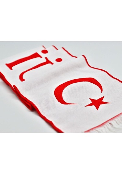 Türk Bayraklı Dokuma Atkı Kırmızı