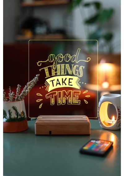 Good Things Take Time Ev 16 Renk Kumandalı 3d Gece Lambası