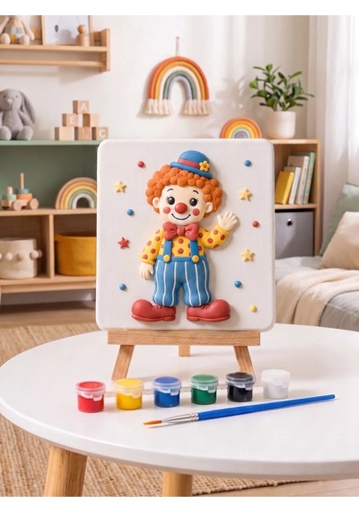 Sevimli Palyaço 15x15 Taş Boyama Seti Çocuk Ve Yetişkin Hobi Seti