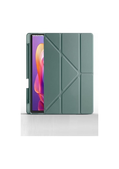 Xiaomi Redmi Pad 2 11 İnç Kılıf Standlı Kalem Bölmeli Akıllı Trifolding Silikon Koruyucu Kapak Yeşil