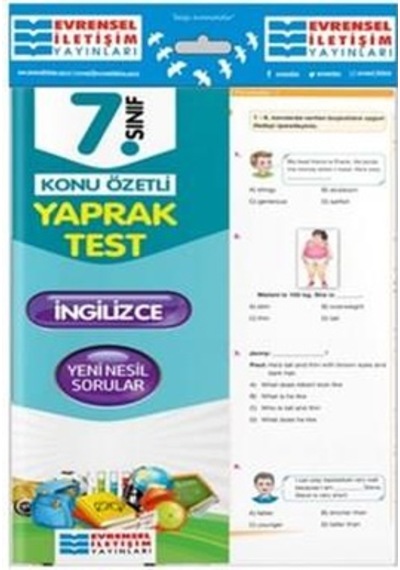 7.Sınıf Ingilizce Yaprak Test - Evrensel Iletişim Yayınları