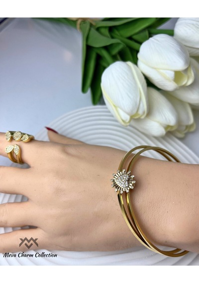 Kalp Zirkon Taşlı Çelik Ajda Charmı / Kolye Ucu Gold