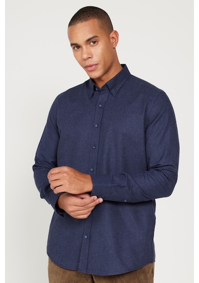 AC&Co / Altınyıldız Classics Erkek Lacı Recycle Slim Fit Dar Kesim Gizli Düğmeli Yaka Pamuklu Flanel Oduncu Gömlek Lacivert AC&Co / Altınyıldız Classics Erkek Lacı Recycle Slim Fit Dar Kesim Gizli Düğmeli Yaka Pamuklu Flanel Oduncu Gömlek Lacivert