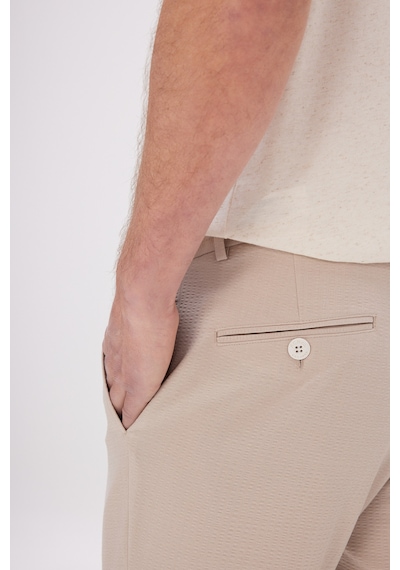 AC&Co / Altınyıldız Classics Erkek Bej Slim Fit Dar Kesim Beli Bağlamalı Yan Cep Gofre Desenli Pantolon Bej