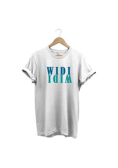 Widi Logo Aynalanmış Tasarım Baskılı %100 Pamuk Regular Fit T-shirt Beyaz