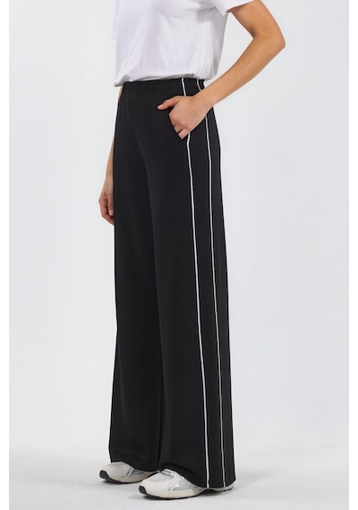 Hiccup Kontrast Biye Detaylı Modal Touch Wide Leg Pantolon Siyah