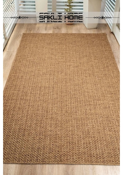 Naturel Sisal Jüt Rengi Hasır Halı Yıkanabilir Kaymaz Taban Dokuma Makine Tozumaz Koyu Bej