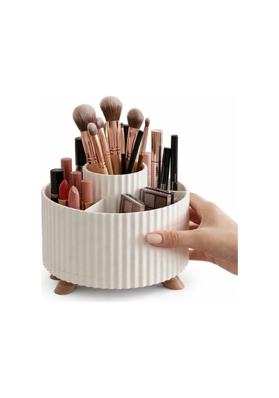 Çok Bölmeli Makyaj Organizeri Siyah Masaüstü Düzenleyici Kozmetik Standı Sert Plastik Organizer Çok Renkli