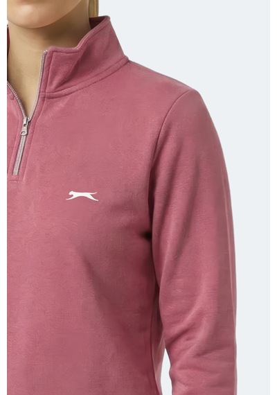 Slazenger Maxıs I Kadın Dik Yaka Fermuarlı Pembe Sweatshırt Pembe