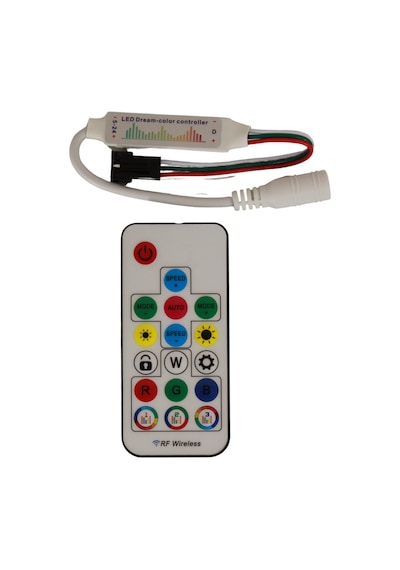 Sp104e Müzik Denetleyici Ws2811-ws2812 Argb Pixel Led Kontrol Devresi 5-24v 17 Tuşlu Rf Kumanda