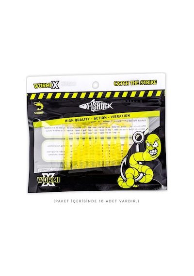 Silikon Kurt Yem - 1g 50mm - Fishack Wormix - 10 Adet - Fluo Green