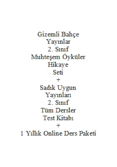 2. Sınıf Hikaye Kitabı Seti Gizemli Bahçe Yayınları Muhteşem Öyküler Yeni + Sadık Uygun Tüm Dersler Okul Çocuk Kitapları 42607627