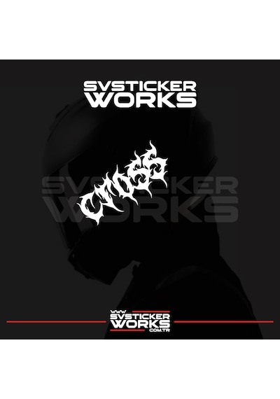 Cross Yazılı Kask Sticker Tüm Kasklar Uyumlu Tek Yön 1 Adet Beyaz