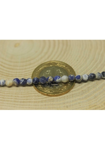 Sodalit Taşı Faset Kesim 4mm/10 adet Gümüş