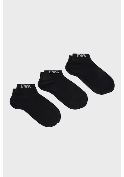 Emporio Armani Logolu Pamuklu 3 Pack Çorap Erkek Çorap Em000550 Af26377 Uc001 Siyah
