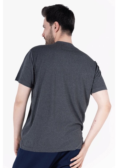 Yıldırımlar T-shirt V Yaka %100 Pamuk Antrasit Melanj