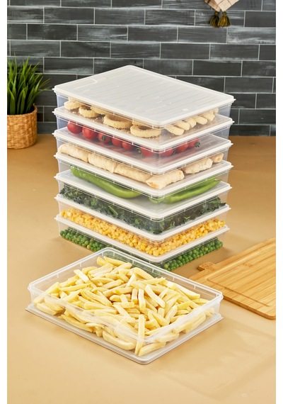 Multi Box 8 Li Set Saklama Kabı Seti - Dondurucu & Mikrodalga Uyumlu Krem