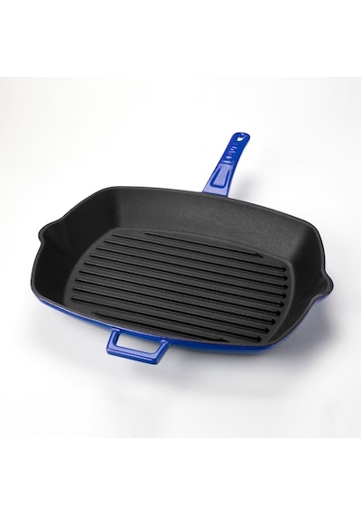 Lava Döküm Izgara Tava Metal Saplı Mavi Ölçü 26 x 32 CM