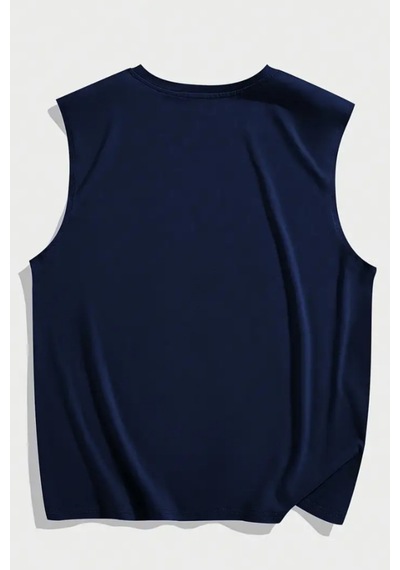 Tarz Cool Erkek Oversize Bisiklet Yaka Baskılı T-shirt Lacivert