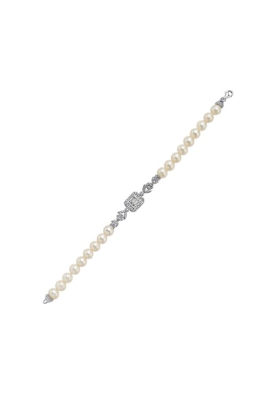 7,5 Mm Kadın Baget Kesim Doğal İnci Bileklik 22 Cm / Sarı Gümüş