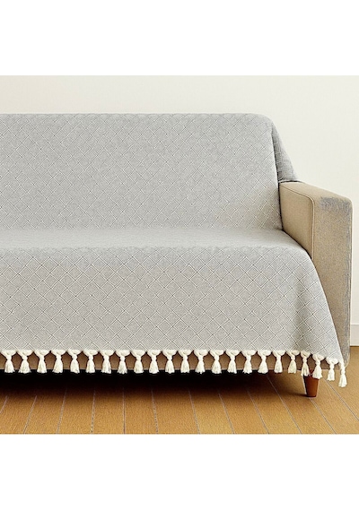 Dama Desen Dokuma %100 Pamuklu Çok Amaçlı Pike Koltuk Örtüsü 180x230 Gri