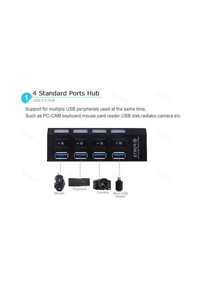4 Port Usb 3.0 Çoklayıcı Hub Anahtarlı Işıklı On Off 4579P
