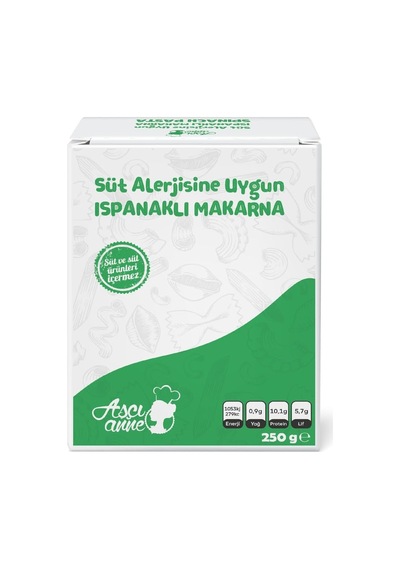 Aşçı Anne Süt Alerjik Ispanaklı Makarna Dirsek - 8+ Ay - 250g