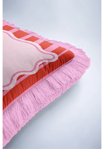 Retro Çizgili Şekerleme Saçaklı Yastık Kılıfı - Dalgalı Pop Art Modern Pembe Püsküllü Kırlent Kılıfı Derin Esinti Nektar Retro Çizgili Şekerleme Saçaklı Yastık Kılıfı - Dalgalı Pop Art Modern Pembe Püsküllü Kırlent Kılıfı Derin Esinti Nektar