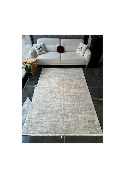 Merinos Vista %100 Akrilik Beyaz Gri Desenli Kesme Halı Yolluk Antre Koridor Salon Halısı 79300-95