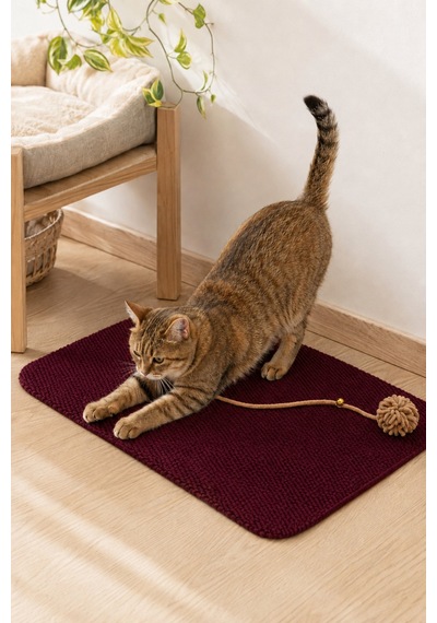 Kedi Tırmalama Paspası Çıngıraklı Toplu Oyun Halısı Kedi Yatma Dinlenme Alanı Tırmalama Matı Ev İçi Kedi Oyuncağı