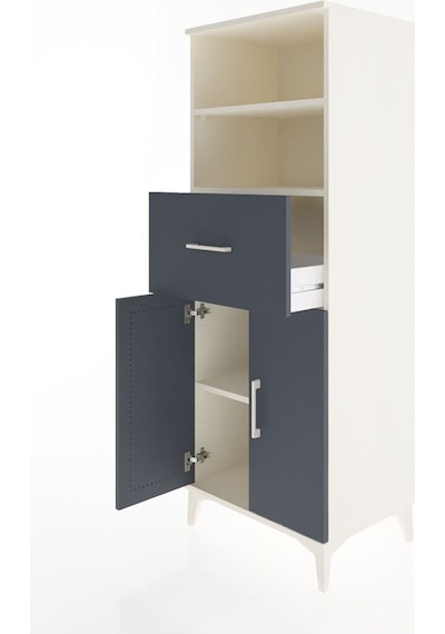 Hyperion Dolap 3 Raflı Tek Çekmeceli 2 Kapaklı 60x44x163 Aytaşı-antrasit Aytası