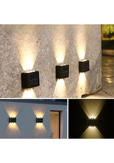6 Ledli Solar Güneş Enerjili Aplik Led, Dekoratif Duvar Monteli Gün Işığı Led 525089al42yt0042